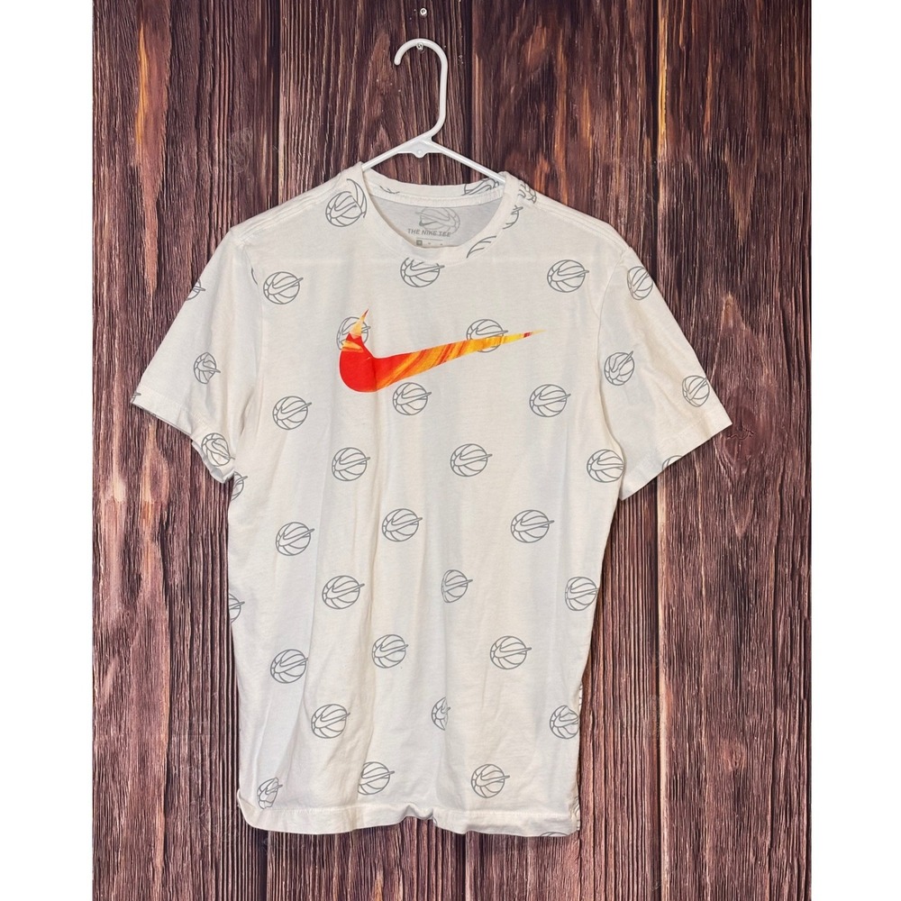 Nike Basketball All Over Print Tee Mens M White Red Orange Graphic Shirt DB5981